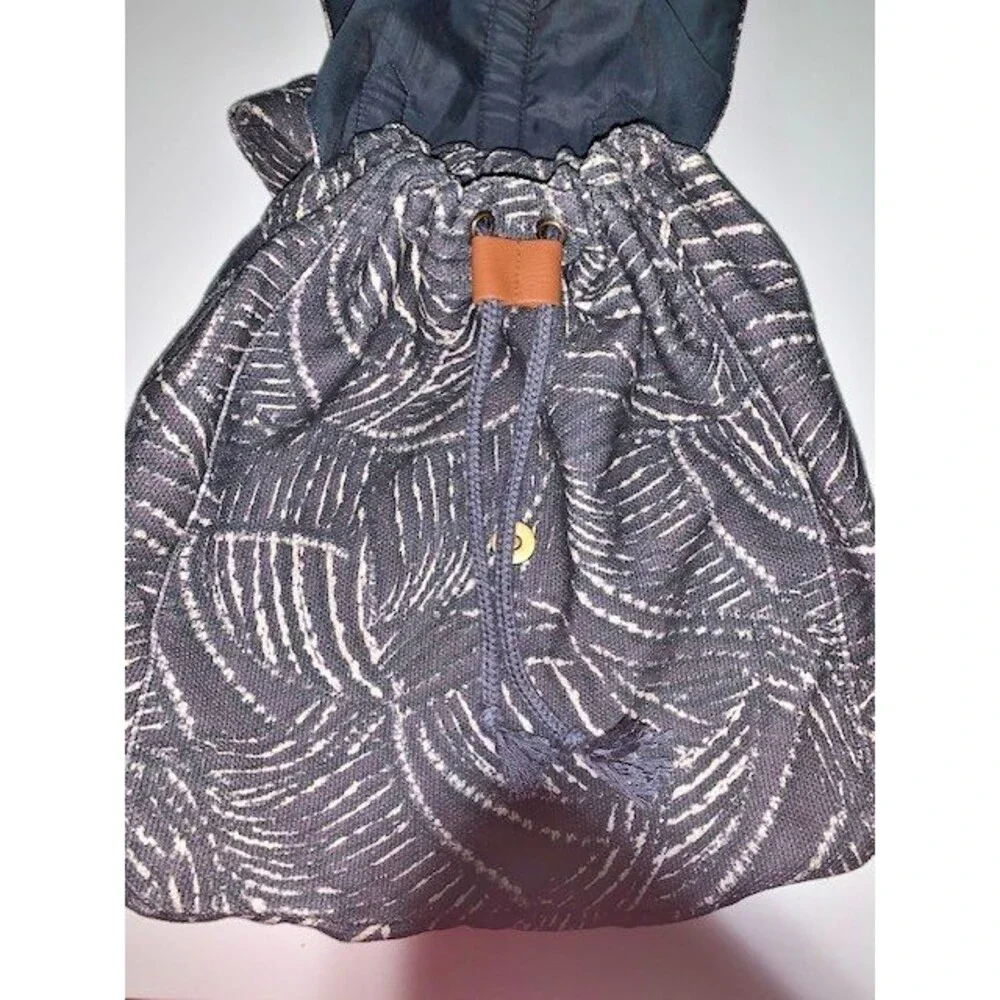 Lu‎ & Elle Backpack Paradise Palm Blue Canvas Flap Drawstring Travel Bag
